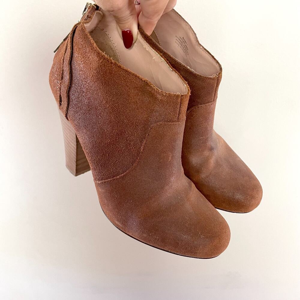 Betsy Johnson Suede Western Boots 7 Brown Boho Rocker Festival High Heel Booties